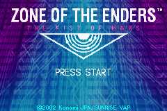 Zone of the Enders: The Fist of Mars title screen for GameBoy Advance